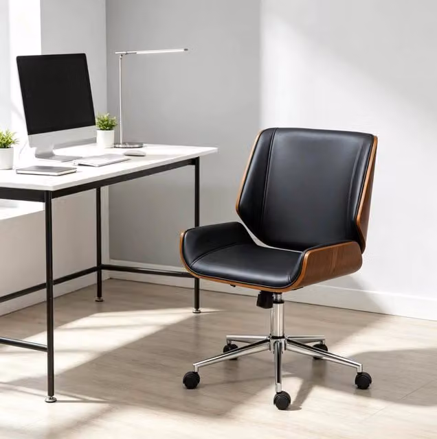 Sedia da ufficio ULEVR ergonomica regolabile in altezza e girevole a 360¡ã, nero e marrone scuro