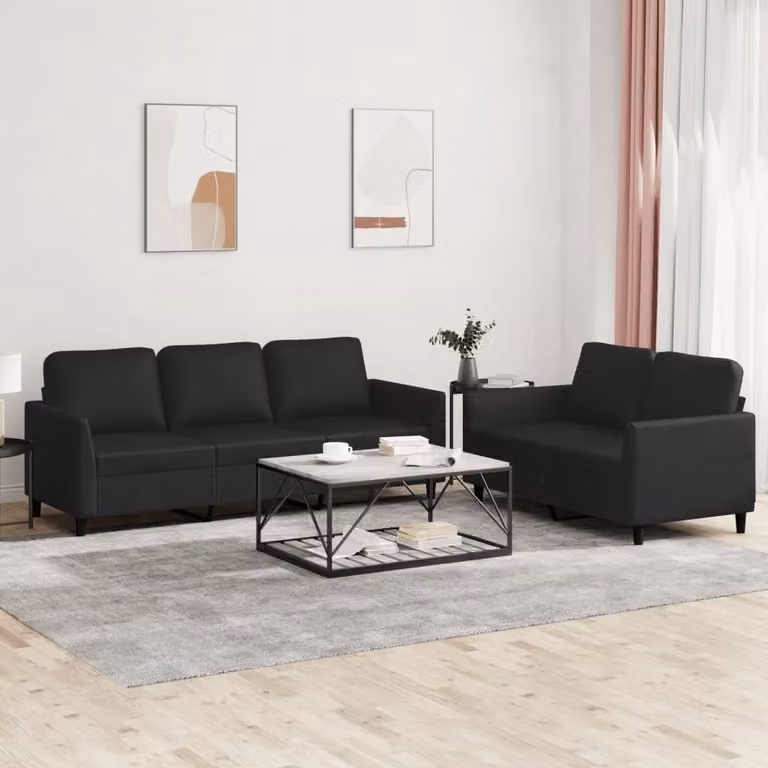 Maison Exclusive - Set divano a 2 posti con cuscini, in ecopelle nera