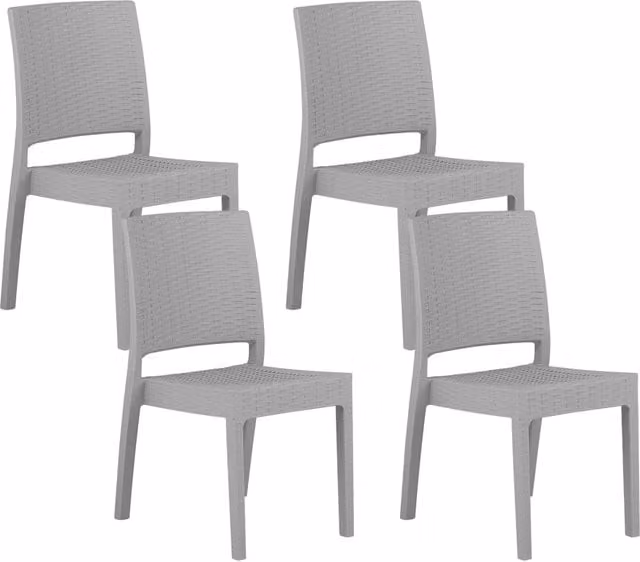 Set di 4 sedie da giardino impilabili Beliani in plastica grigio opaco per esterno stile minimalista