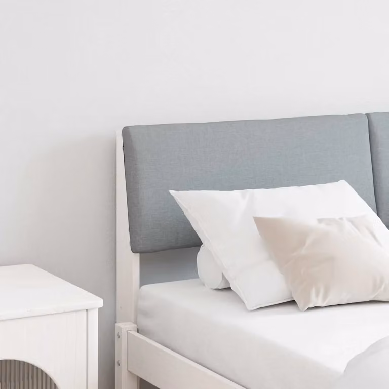 Testiera imbottita vidaXL in pino massello e tessuto Grigio chiaro 140 cm
