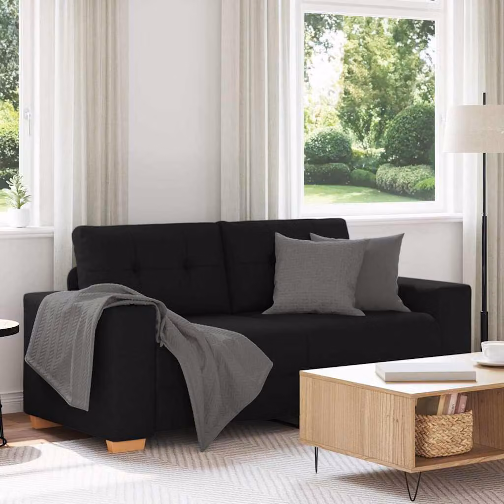 vidaXL Divano Moderno Nero in Tessuto con Cuscini L/P/H: 180 x 77 x 82 cm