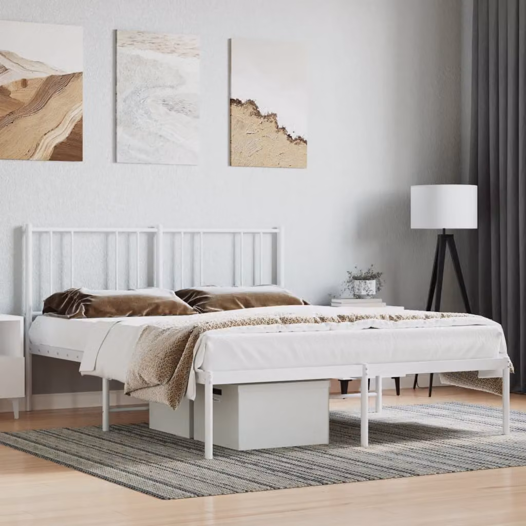vidaXL Giroletto con Testiera in Metallo Bianco L/P/H: 140 x 190 x 90 cm