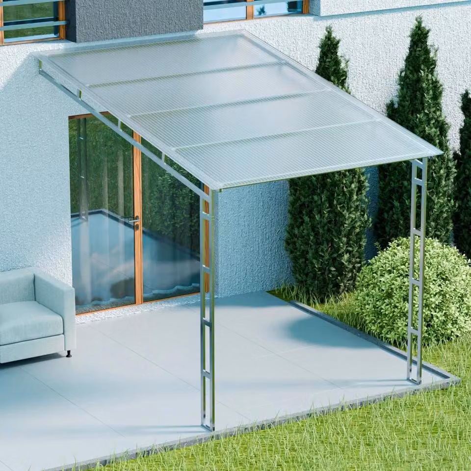Tetto per patio 3x2x2,7m con pannelli a doppia parete Tetto a parete per patio con protezione solare