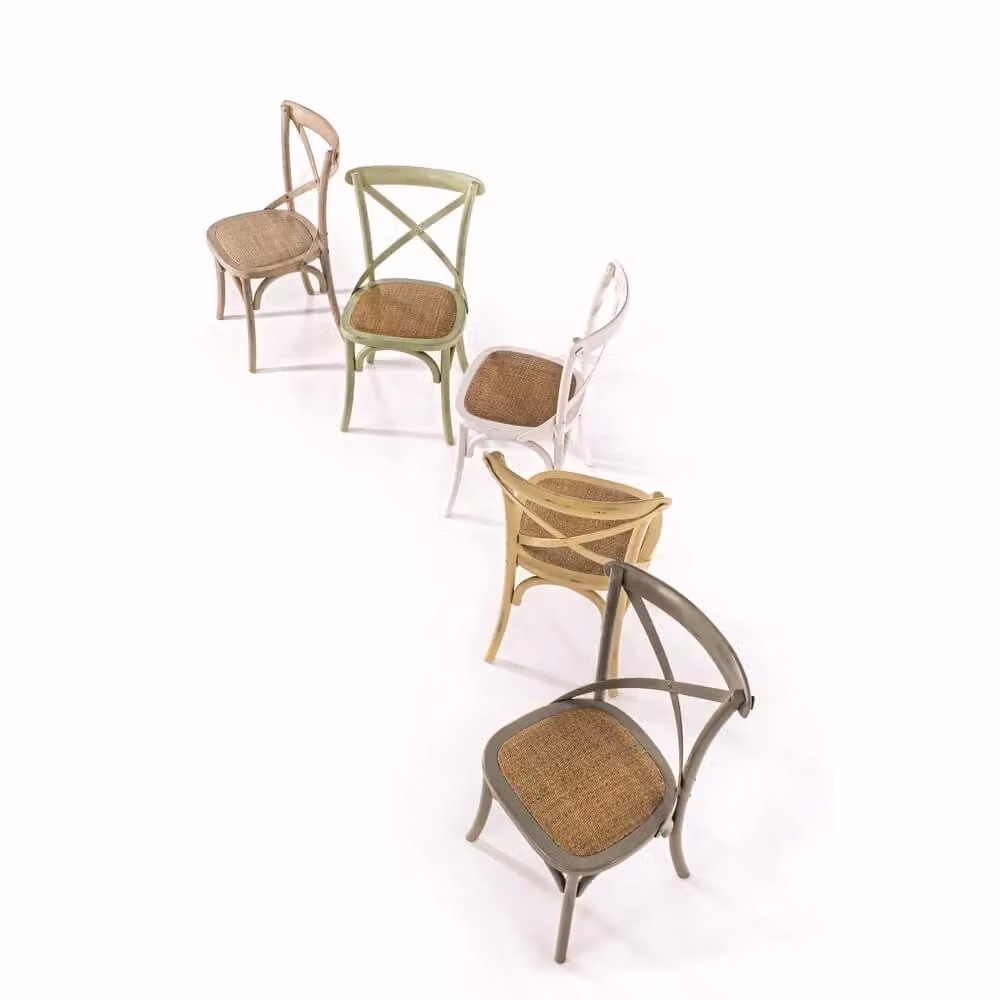 Sedia CROSS in legno di olmo e rattan naturale color marrone per sala da pranzo e cucina – 2