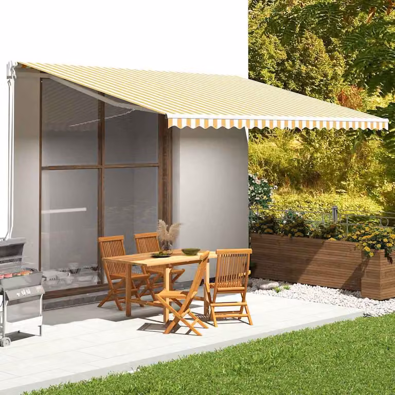 Tessuto di ricambio per tenda da sole vidaXL in poliestere, giallo e bianco, L: 500 cm, P: 350 cm