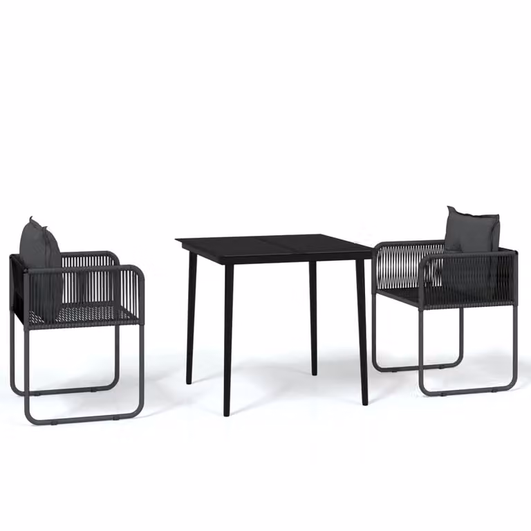 Set da Pranzo da Giardino 3 pz Nero