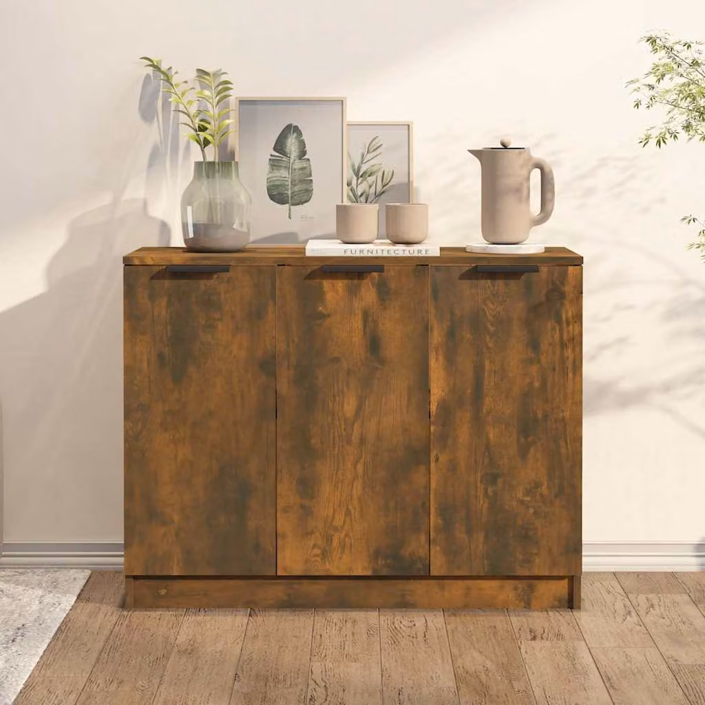 Credenza moderna vidaXL in legno multistrato color rovere fumo L: 90,5 cm, P: 30 cm, H: 70 cm