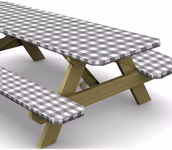 Set di 3 tovaglie per tavolo da picnic, grigio, elasticizzato, campeggio, accessori per camper