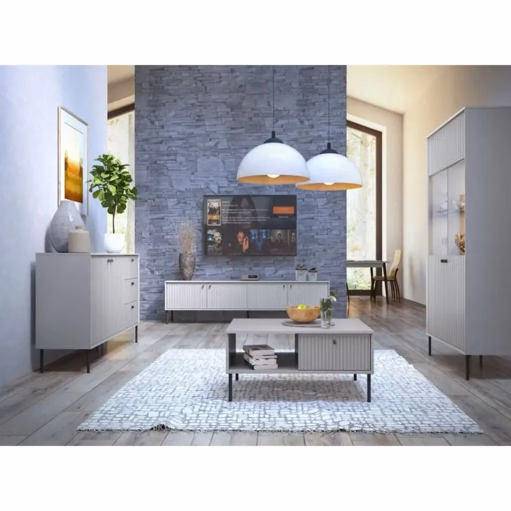 Tavolino Basso 1 Clapet Meublorama Grigio per Soggiorno e Sala da Pranzo L/P/H: 87.0 x 126.0 x 66.0 cm – 2