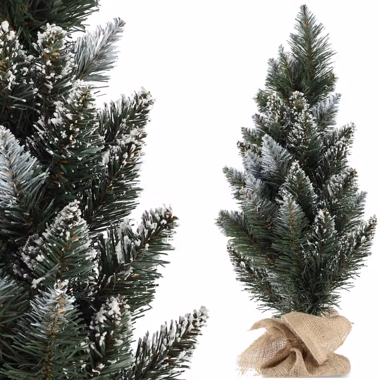 KADAX piccolo albero di Natale artificiale da 60 cm, albero di Natale decorativo, pino innevato in plastica PVC