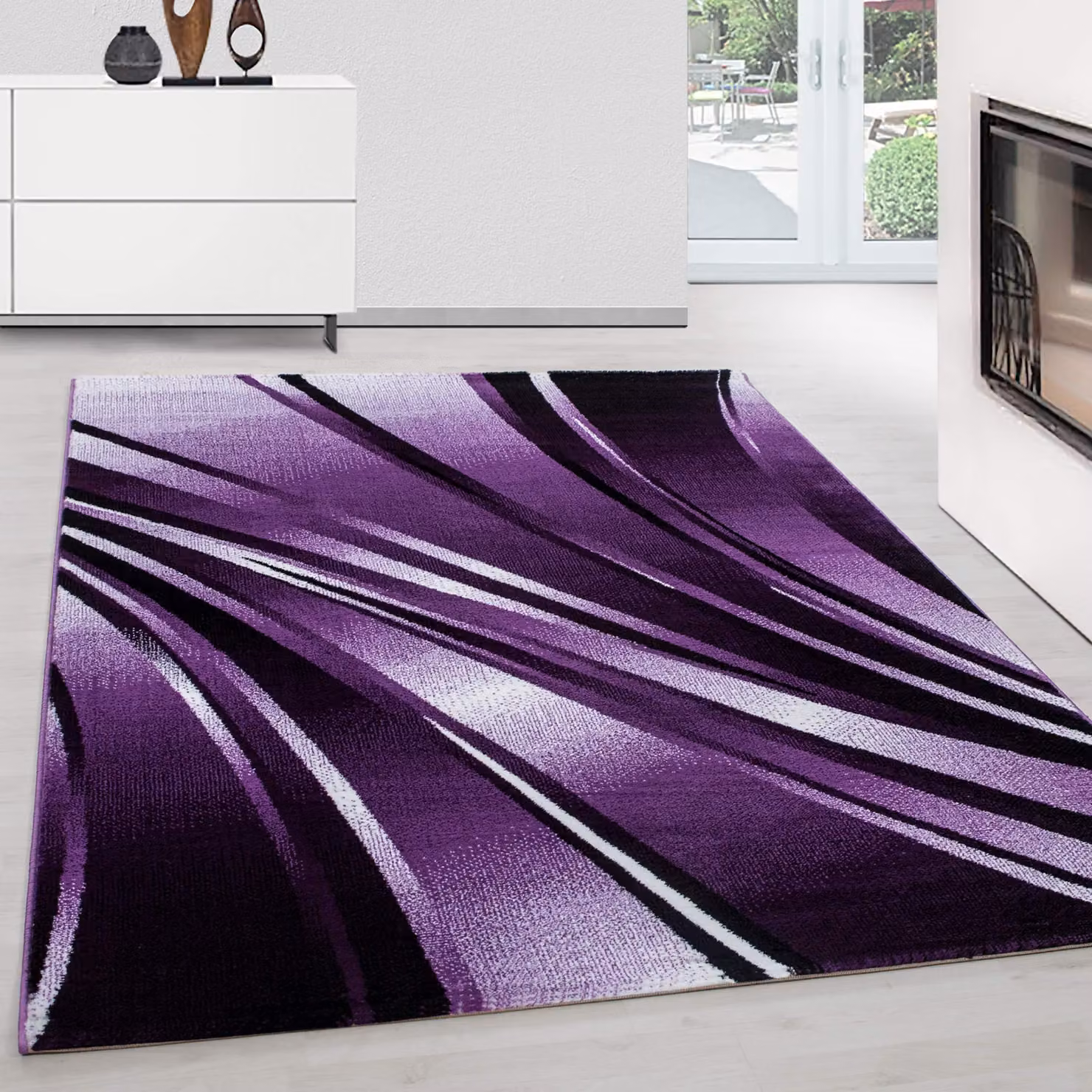 Tappeto a pelo corto con motivo astratto a onde, 120 x 170 cm