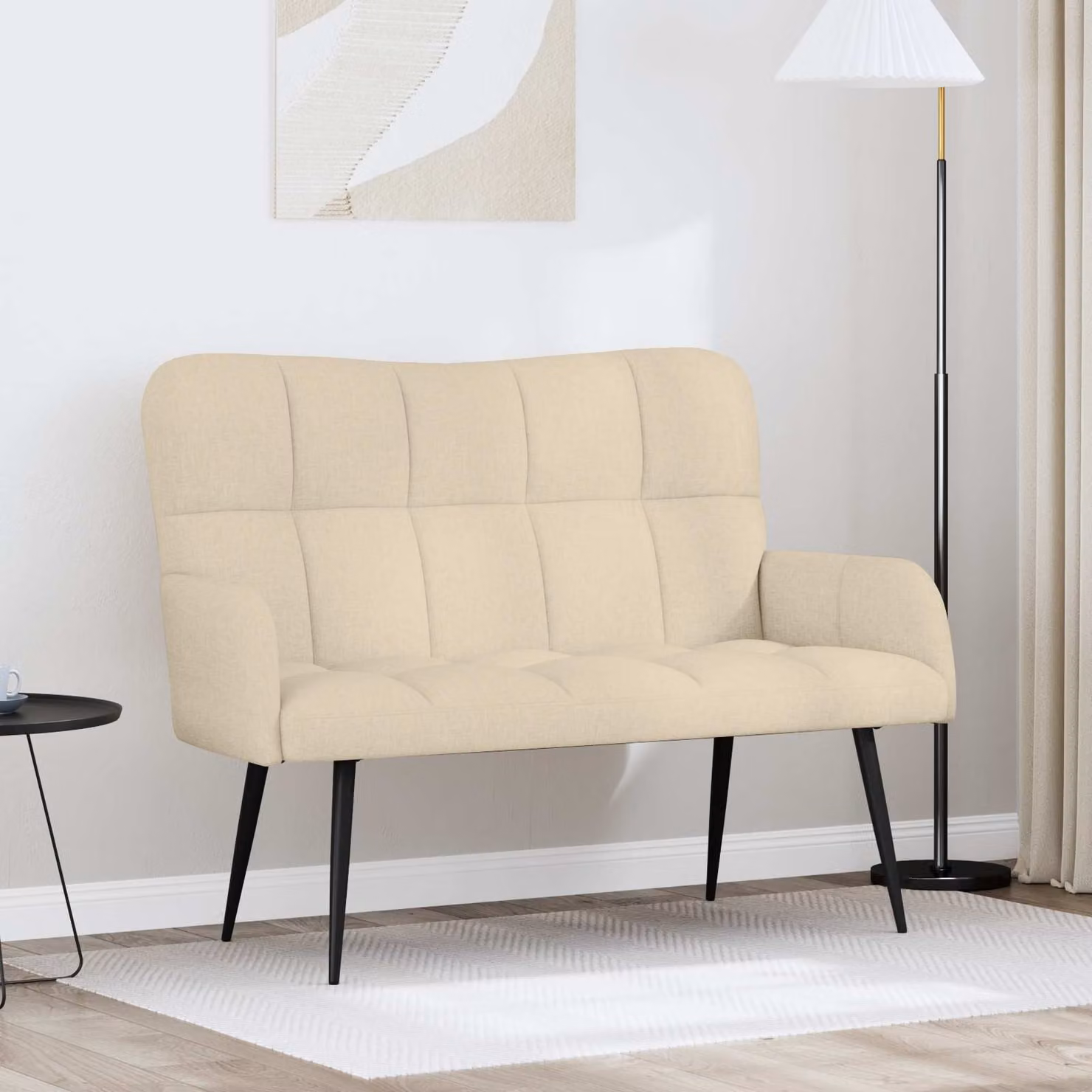 Divano a 2 posti moderno vidaXL in tessuto beige, L: 115 cm, P: 61 cm, H: 87 cm