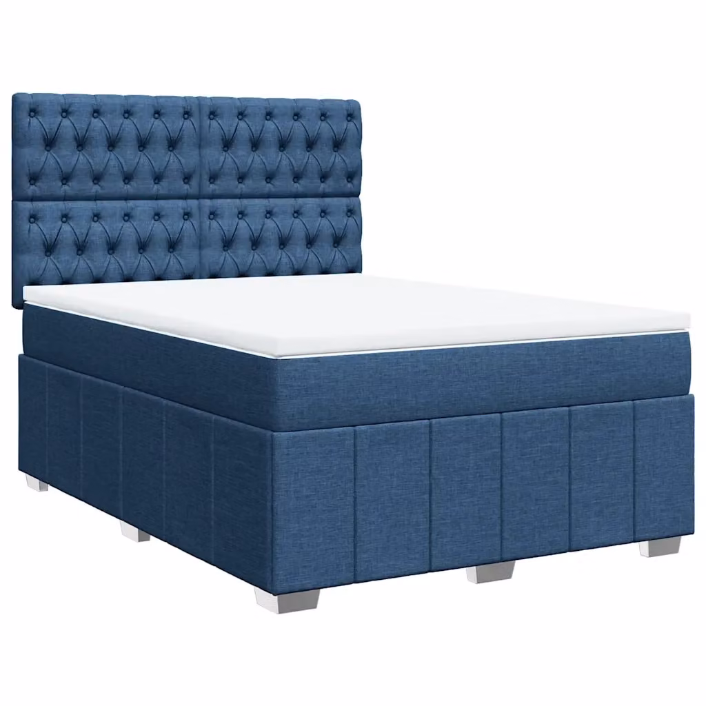 Letto Ibrido vidaXL con Giroletto a Molle e Materasso Blu e Bianco L/P/H: 160 x 200 cm – 2