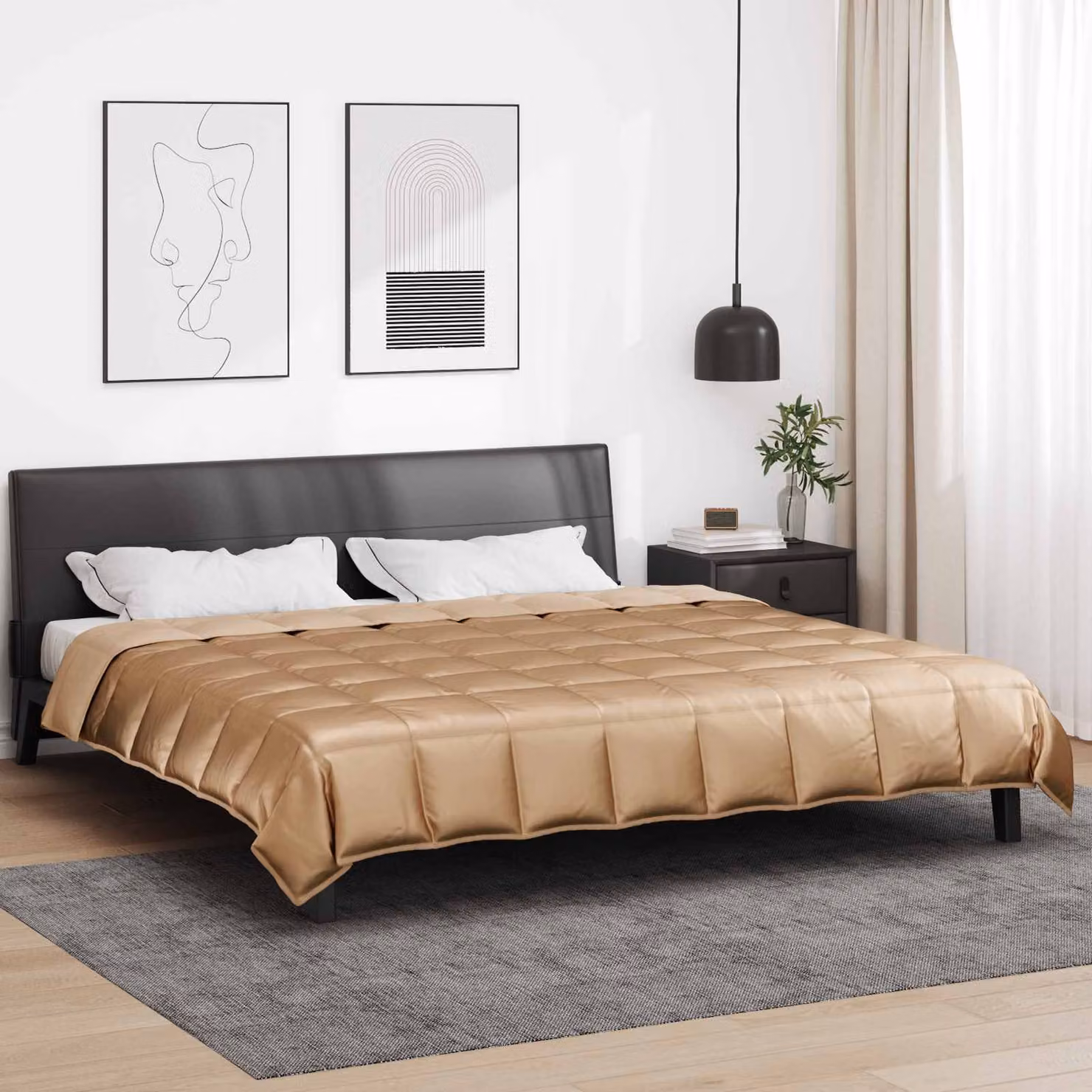 Piumone Completo Annuale vidaXL in Microfibra Oro 200 x 200 cm