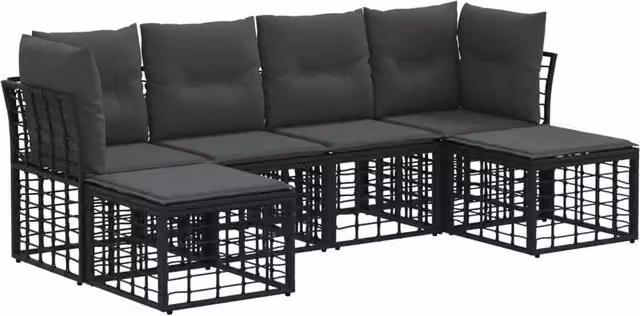 Set di divani da esterno | Set Salotto da Giardino Nero Poliestere