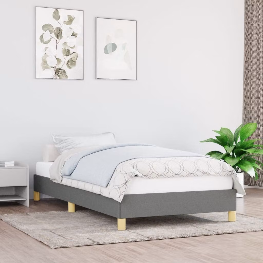 The Living Store Struttura letto grigio scuro 100x200 cm in tessuto