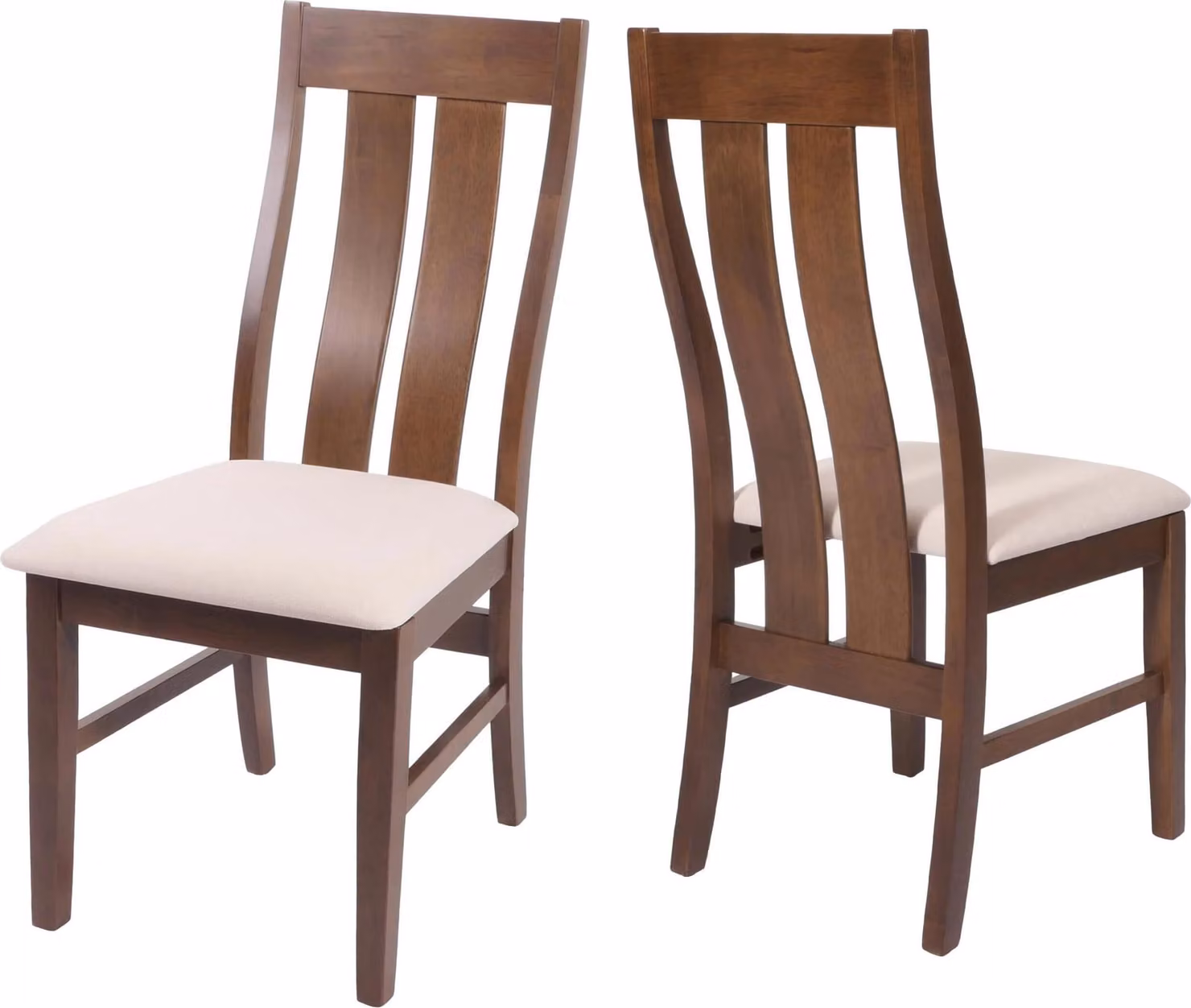 Set di 2 sedie da pranzo MCW-M58, sedia da cucina, sedia con schienale, rivestita in tessuto/materiale tessile, struttura in legno massello, colore scuro, imbottitura color crema