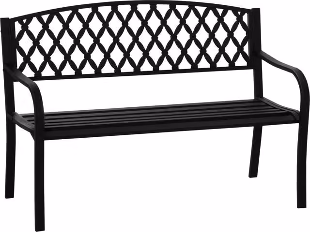 Panchina da Giardino 2 Posti 128x58,5x89 cm in Acciaio e Ghisa Nero
