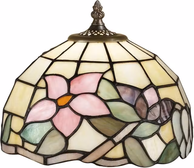Paralume Tiffany Perenz in Vetro Decorato Multicolor Stile Art Nouveau Diametro: 25 cm