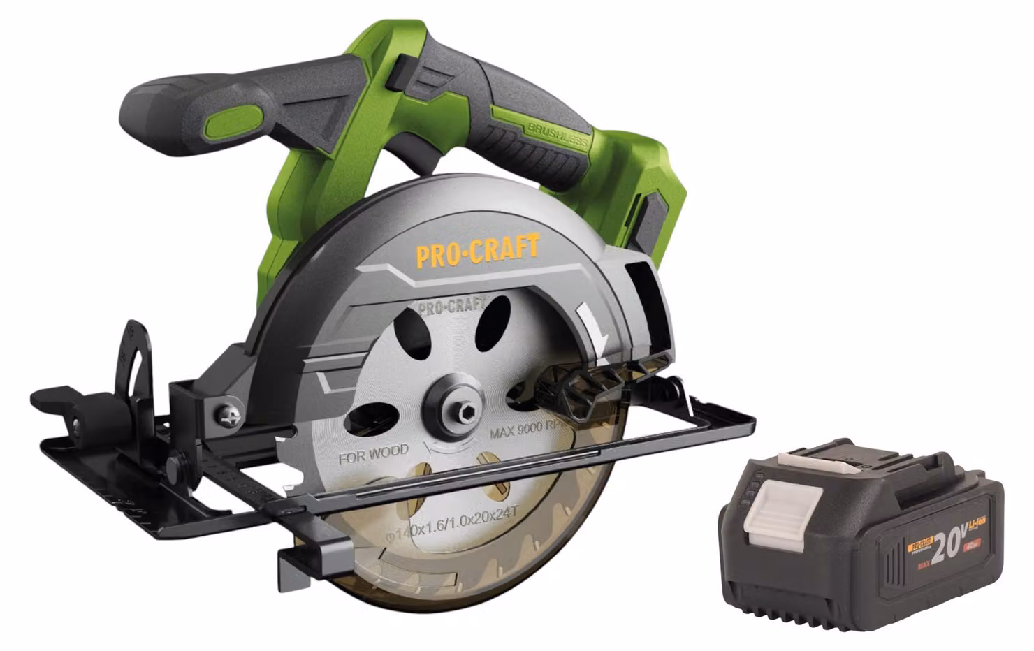 Sega circolare a batteria Procraft PCA32-BB 20 V 165 mm Brushless + 1x batteria 4,0 Ah - senza caricabatteria