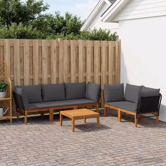 Set da giardino ad angolo vidaXL in legno di acacia con cuscini inclusi per esterno – 1