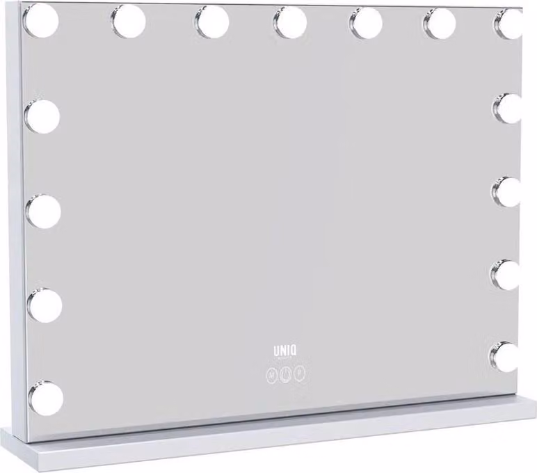Specchio da trucco Hollywood UNIQ XL con illuminazione - 15 lampadine LED e funzione touch - Bianco