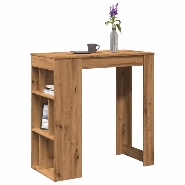 vidaXL Tavolo Bar con Rastrelliera in Rovere Marrone L: 102 cm, P: 50 cm, H: 103,5 cm