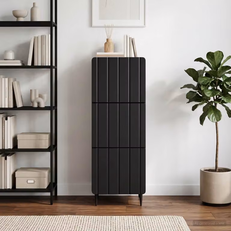 Carrello mobile con cassetti vidaXL in legno ingegnerizzato e metallo, colore nero, L: 33 cm, P: 34,5 cm, H: 92 cm