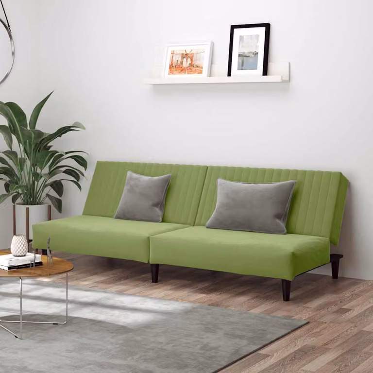 vidaXL Divano Letto Click-Clack Moderno in Velluto Verde con Struttura in Legno Solido