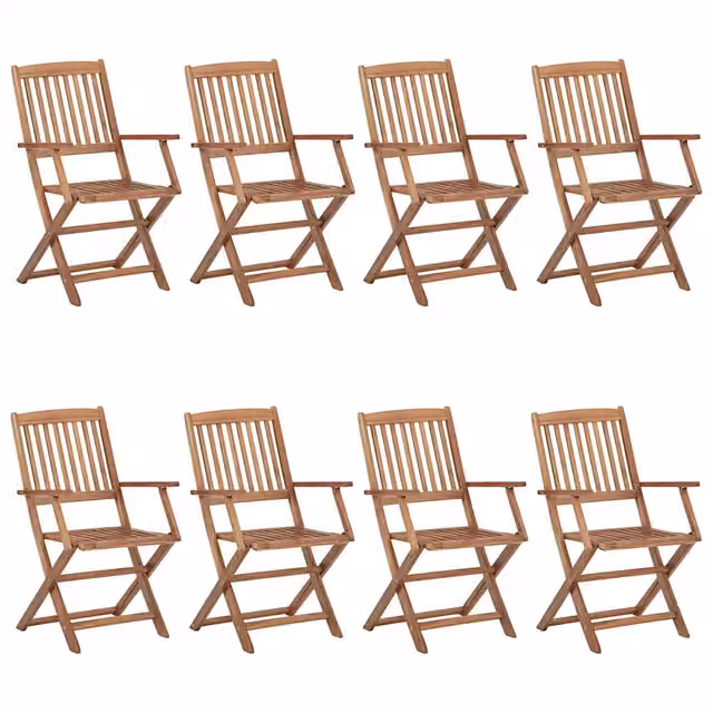 Sedie Pieghevoli 8 pz con Cuscini Massello Acacia 3074970