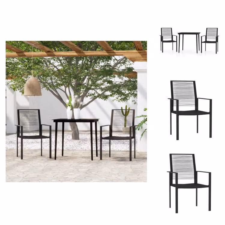 vidaXL Set da pranzo da giardino 3 pezzi nero - Set di mobili da giardino
