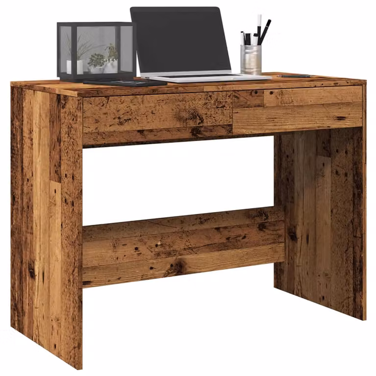 Scrivania da ufficio vidaXL in legno e MDF color marrone stile rustico L: 101 cm, P: 50 cm, H: 76,5 cm