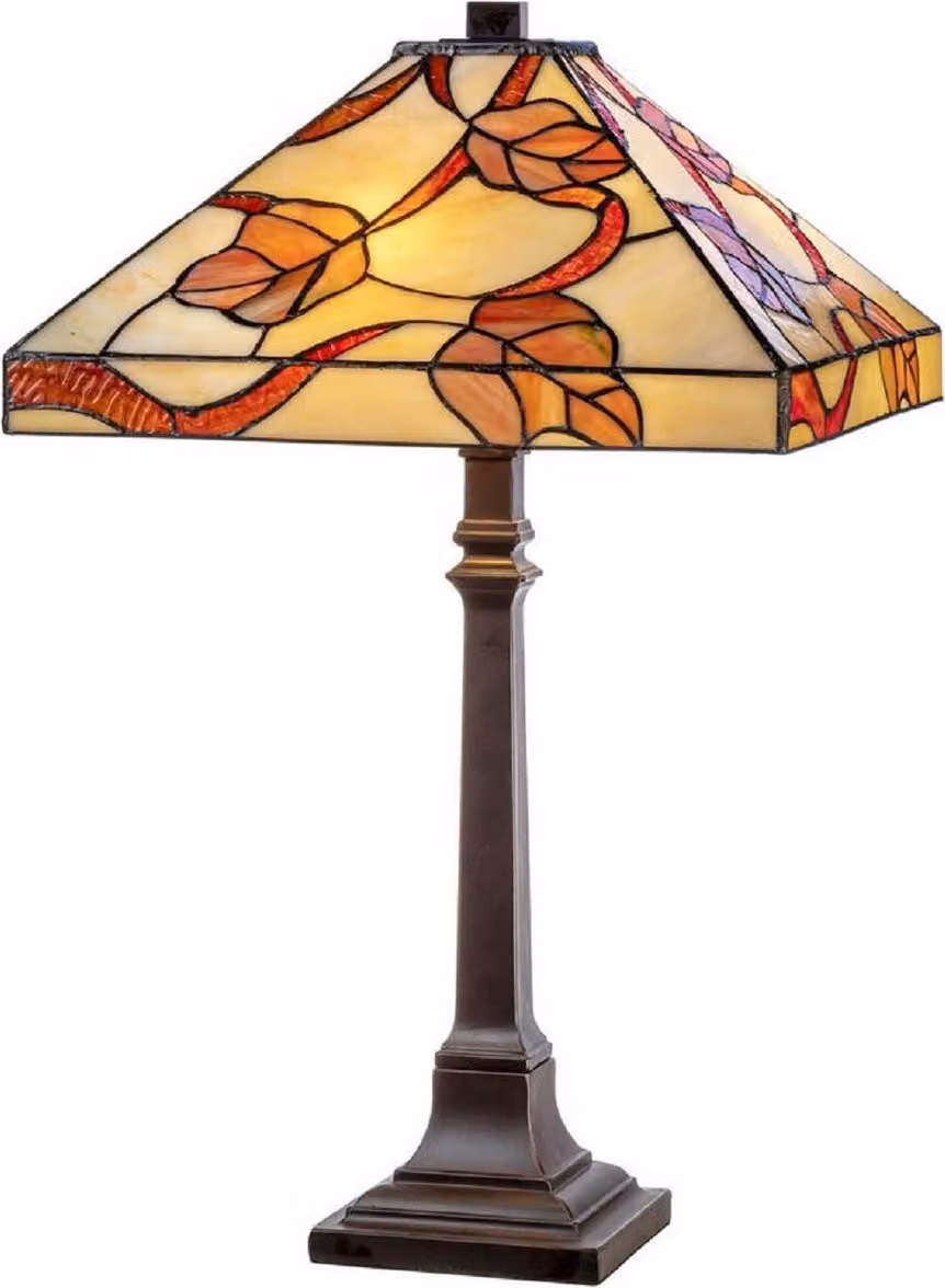 Casa Padrino Lampada da tavolo Tiffany multicolore 36 x 36 x H. 64 cm - Lampada da tavolo Tiffany - Lampada decorativa da salotto - Lampada decorativa da tavolo - Lampade Tiffany