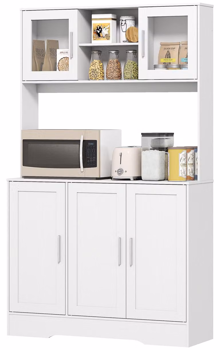 HOMCOM Mobile da cucina a colonna con piano di lavoro e ripiani regolabili