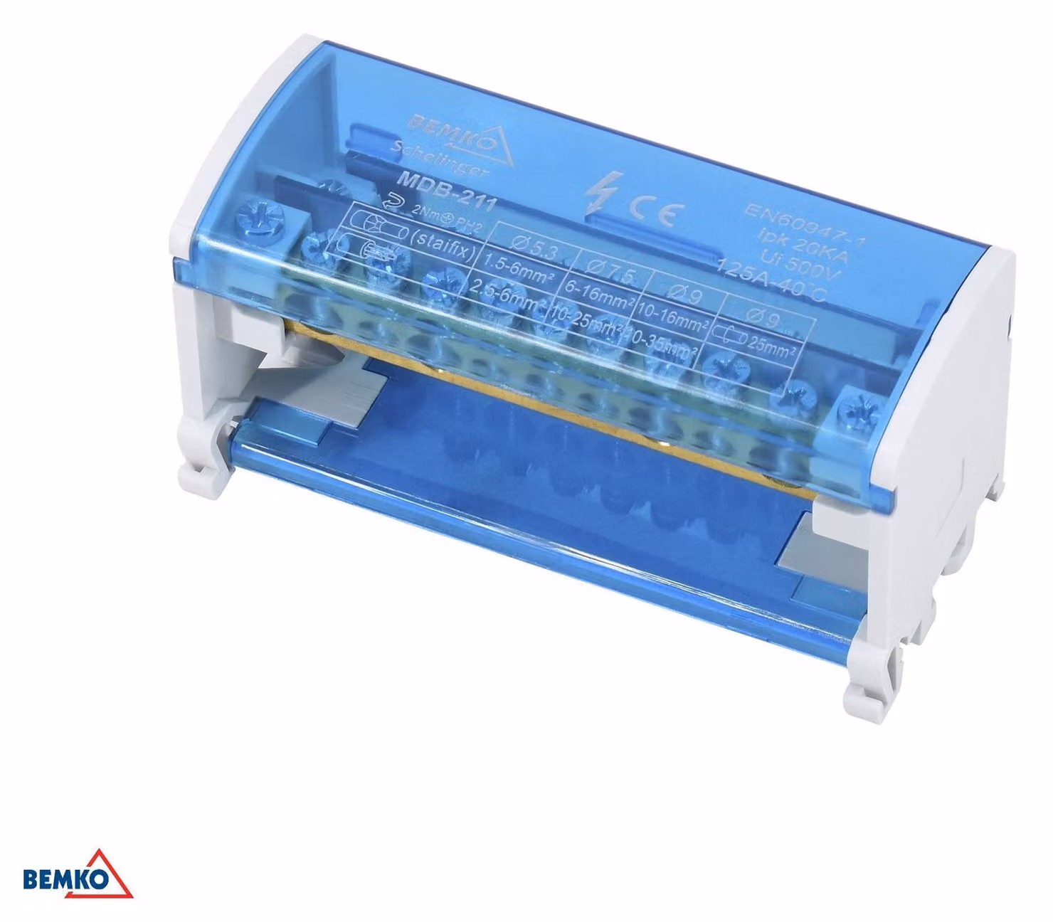 Blocco distributore 22 terminali 2x11 (7x5,3mm 2x7,5mm 2x9mm) Bemko