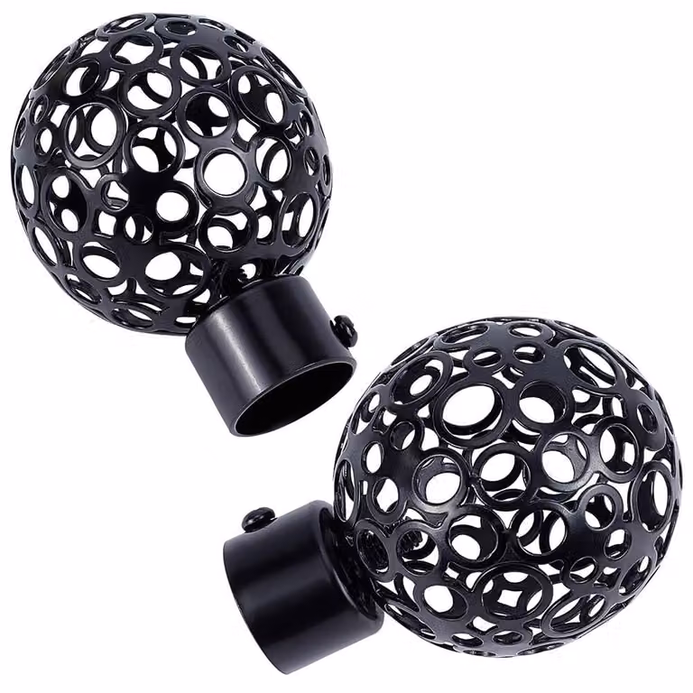 Tappi terminali per tende, diametro 22 mm, neri, confezione da 2 pezzi, dimensioni 5,7 x 8,6 cm