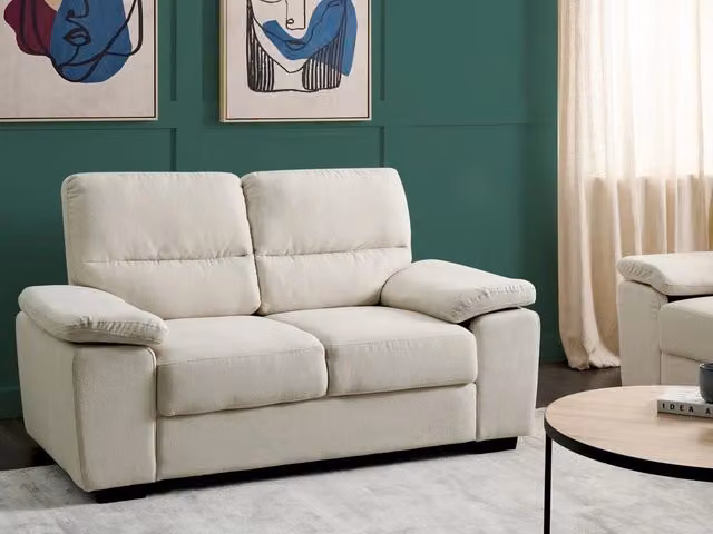 Divano Beliani a 2 posti in tessuto beige con stile scandinavo per il tuo soggiorno L: 156 cm, P: 74 cm, H: 90 cm