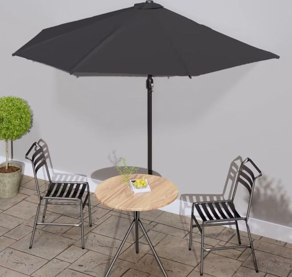 Maison Exclusive - Ombrellone da balcone con palo in alluminio nero 300x155x223 cm, semicircolare