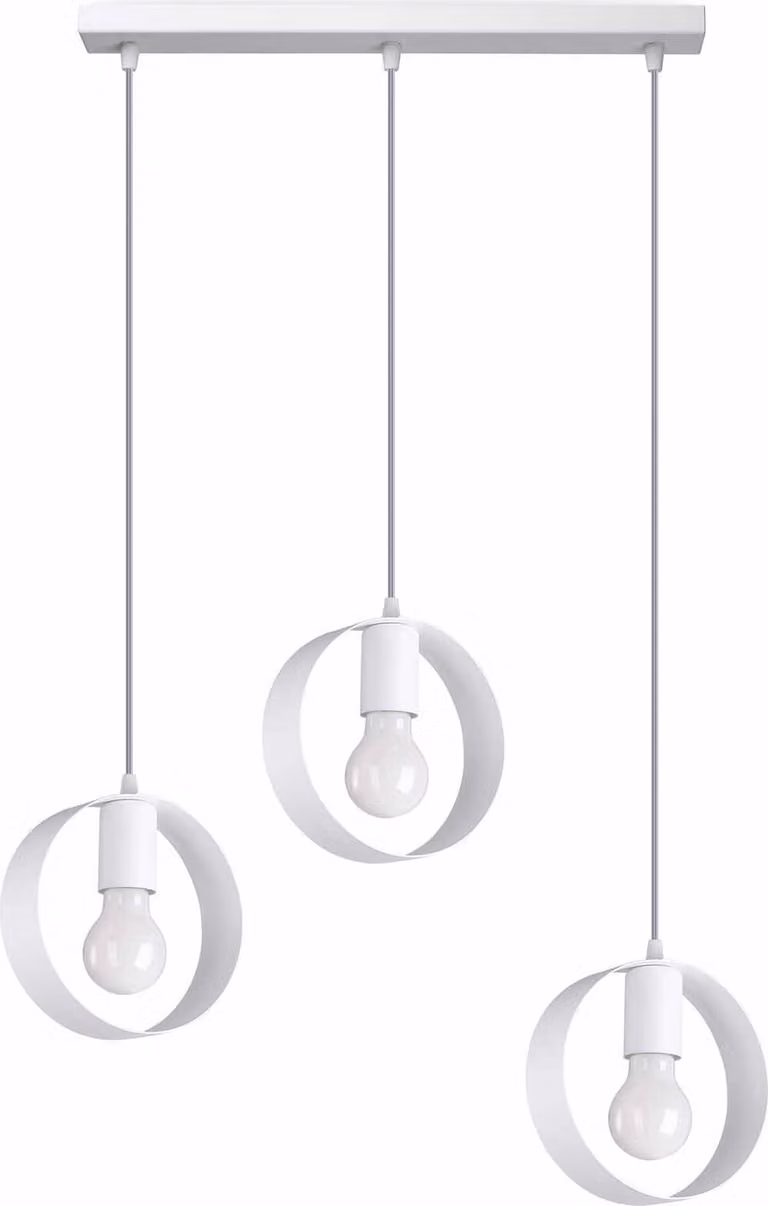 Lampada a sospensione TITRAN 3 biała 3xE27 15W acciaio 110x5x56cm Sollux Lighting