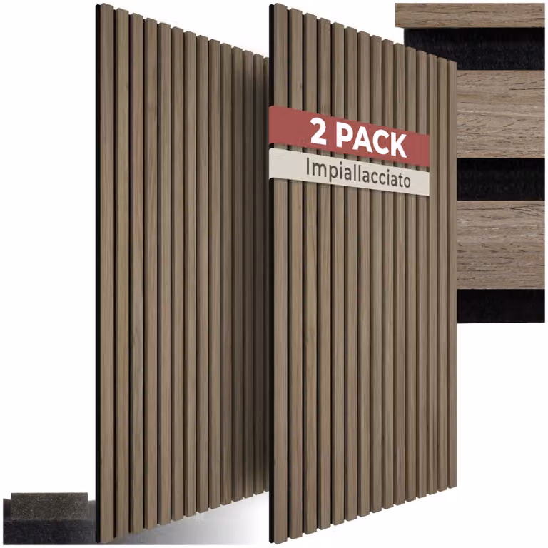 Pannelli acustici Sonic Wall II tectake effetto legno Rovere scuro in feltro e plastica L: 110 cm, H: 50 cm, P: 18 cm