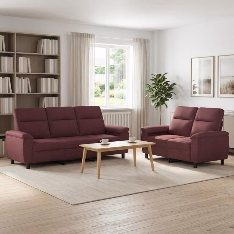 Set di 2 divani moderni vidaXL in tessuto viola con struttura in metallo per il tuo soggiorno