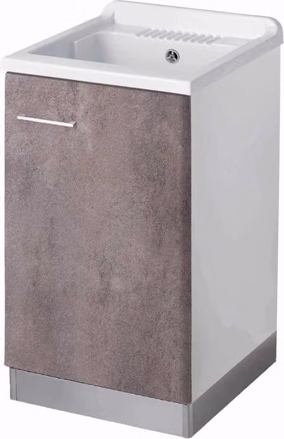 Mobile LAVATOIO in LEGNO a 1 anta - 45x50 (H.85) c/vasca in PP e asse LEGNO - CR - COL: CORTEN GRIGIO