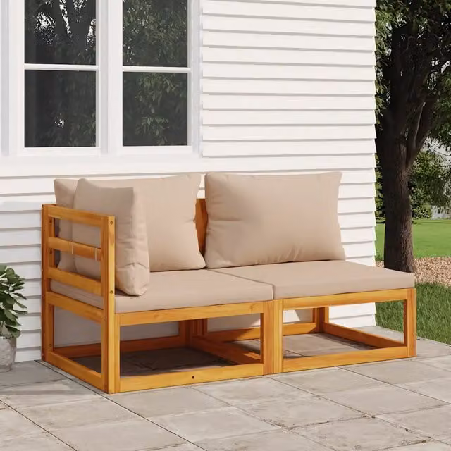 Set Divani da Giardino 2pz con Cuscini Legno Massello Acacia 360002