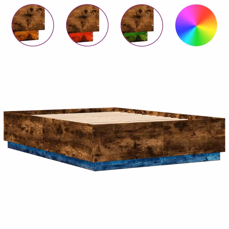 Giroletto con Luci LED Rovere Fumo 140x200 cm Legno Multistrato