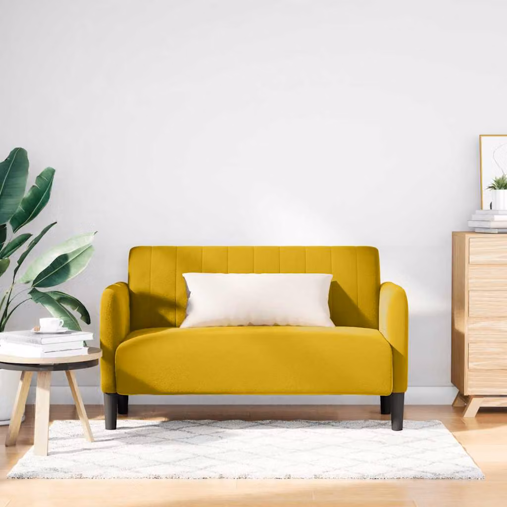 Divanetto moderno vidaXL in velluto giallo, L: 109 cm, P: 68 cm, H: 74 cm