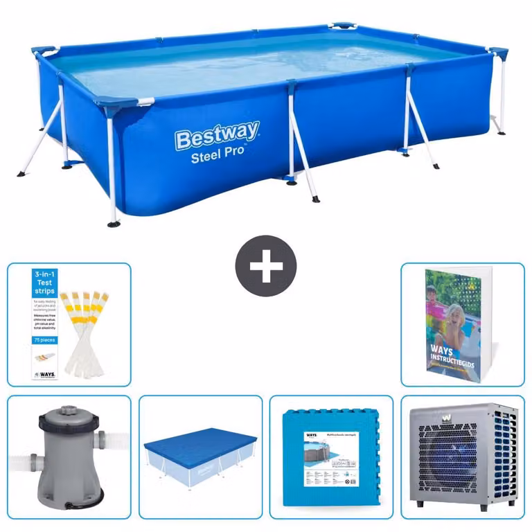 Bestway Steel Pro, piscina rettangolare - 300x201x66 cm - composta da 5 parti, modello S290