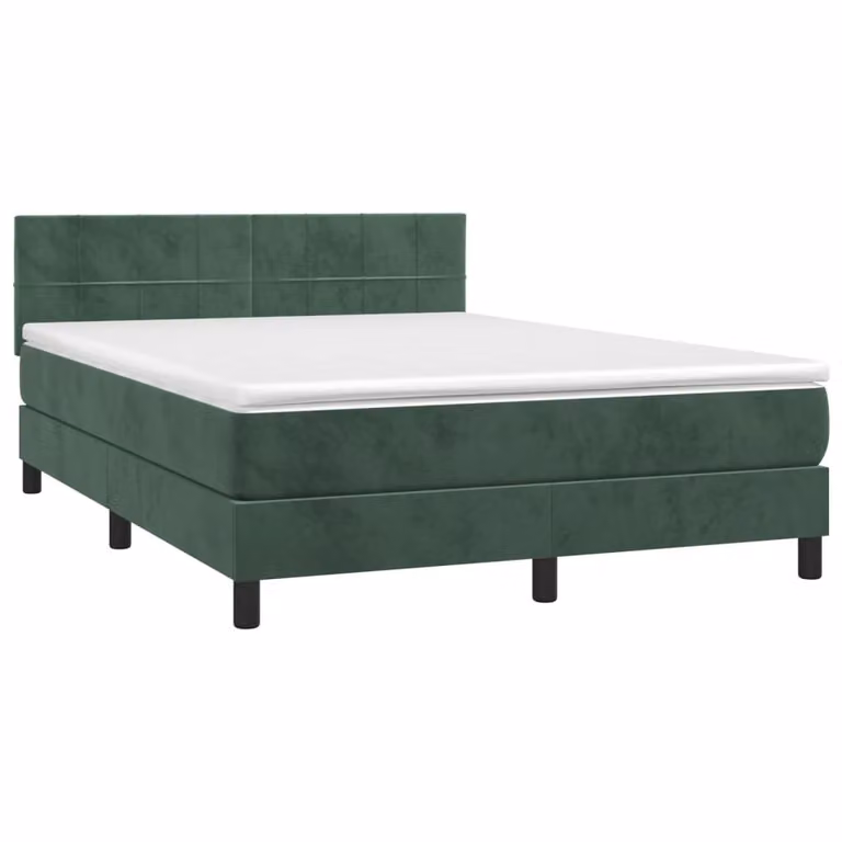 Giroletto a Molle con Materasso Verde Scuro 140x200 cm Velluto