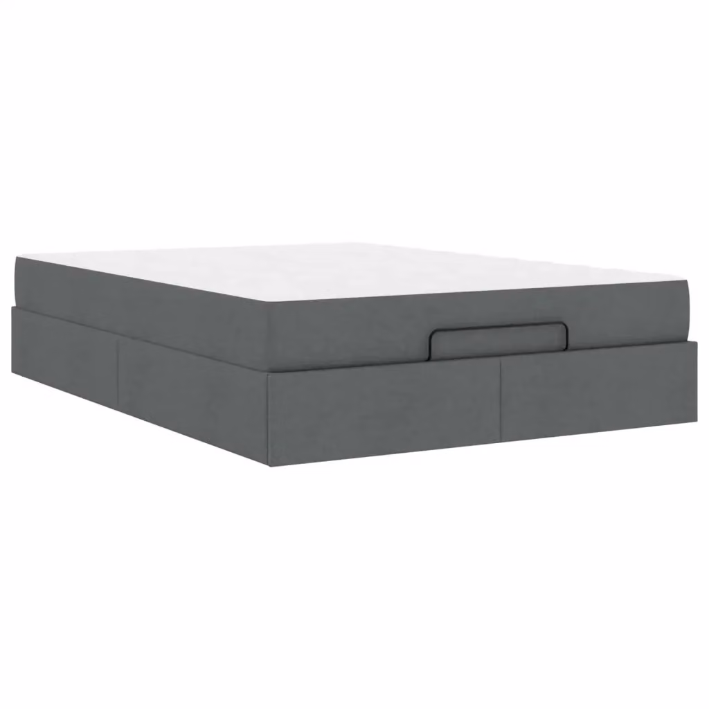 Set letto con struttura imbottita e materasso vidaXL in tessuto grigio, L 140 x P 200 cm – 2