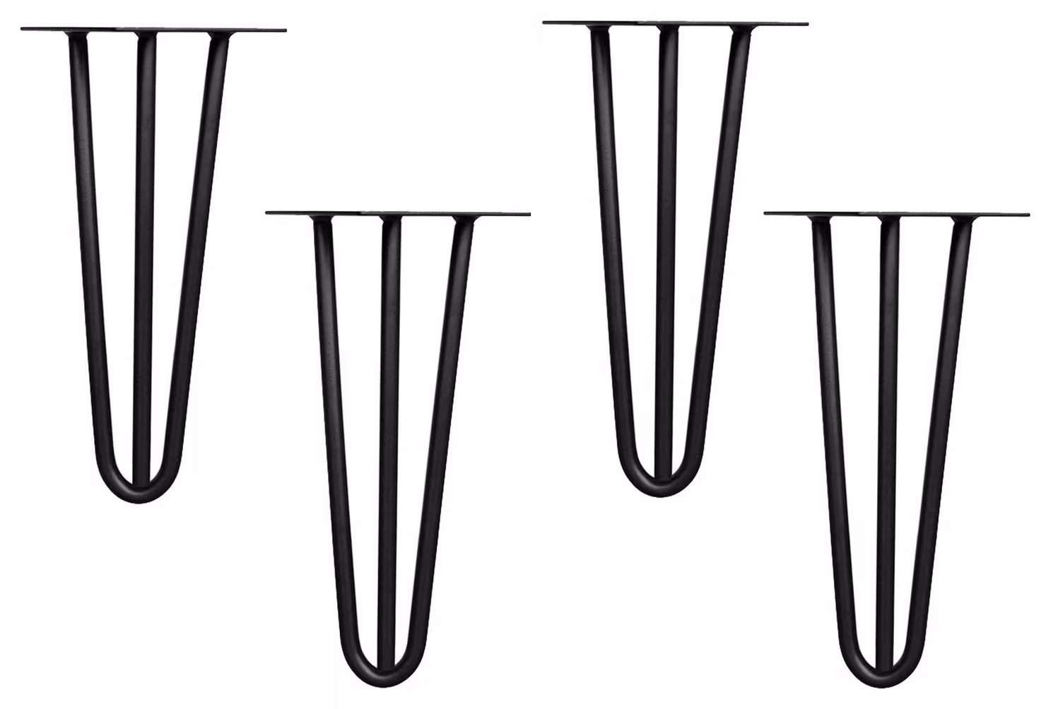 Gambe per tavolo a forma di forcina, in acciaio da 12 mm, con protezione per il pavimento, altezza 20 cm, colore nero