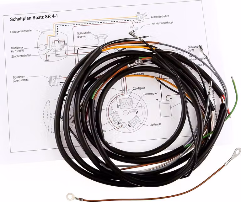 Set di cablaggi Spatz SR4-1 (nero) con schema elettrico